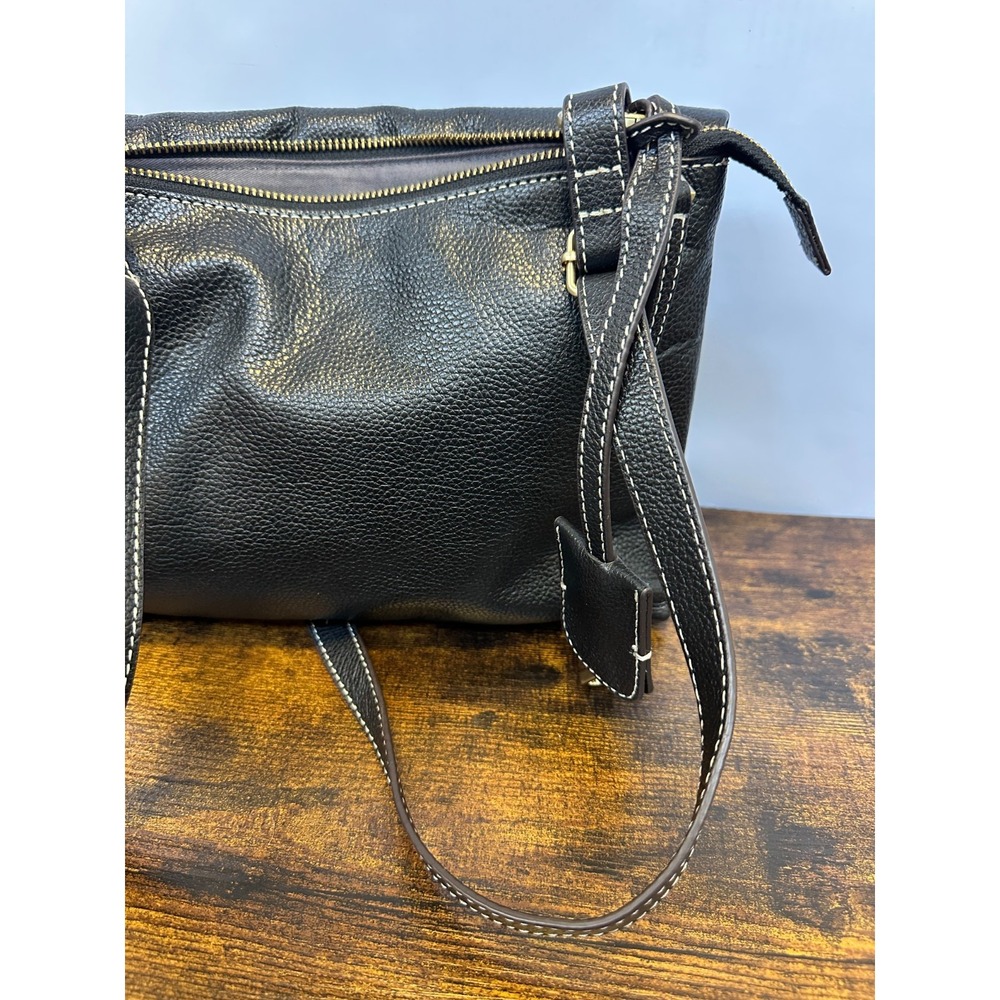 J JILL Do It All Crossbody Black Pebbled Leather Soft Fold Bag Minimalist Purse - Picture 13 of 16